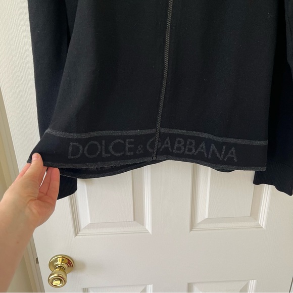 Dolce & Gabbana 100% Virgin Wool Black Zip-Up Cardigan, Size IT 50 / US XL - Picture 2 of 9